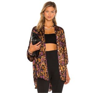 Free People Goddess Sleep Shirt Charcoal Combo Size XL